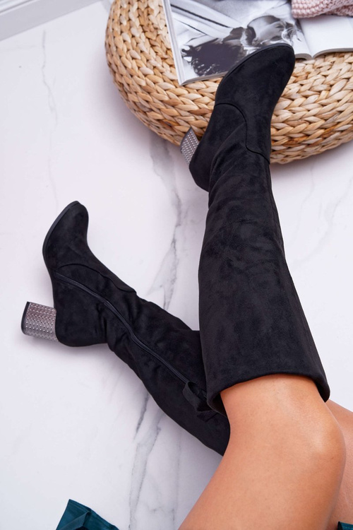 Жіночі чоботи на шпильці замшеві Yonas з підігрівом