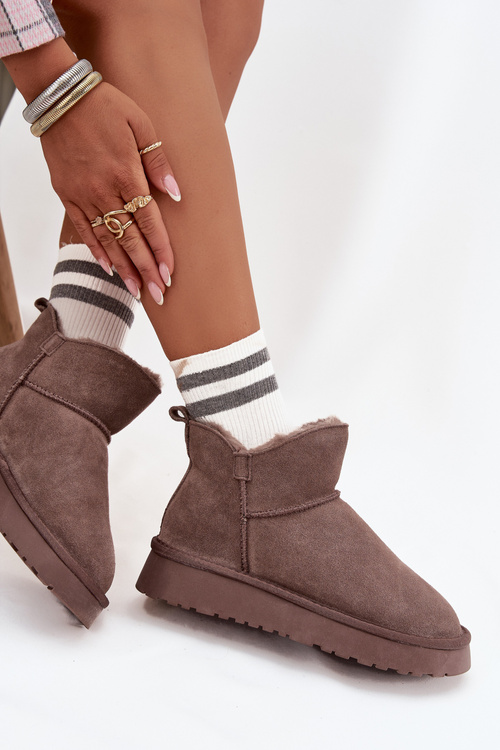 Снігоступи з натуральної замші з хутряною підкладкою Vinceza 97961 коричневі