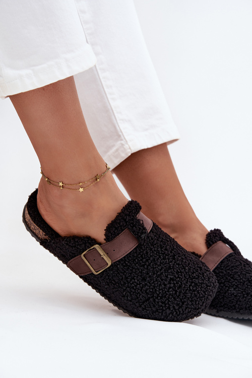 Жіночі капці з овечою шерстю стиль Чорний Lorivine