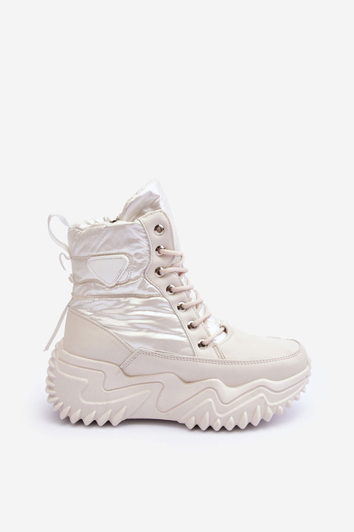 Чоботи утеплені на масивній платформі світло-бежеві Lanleh