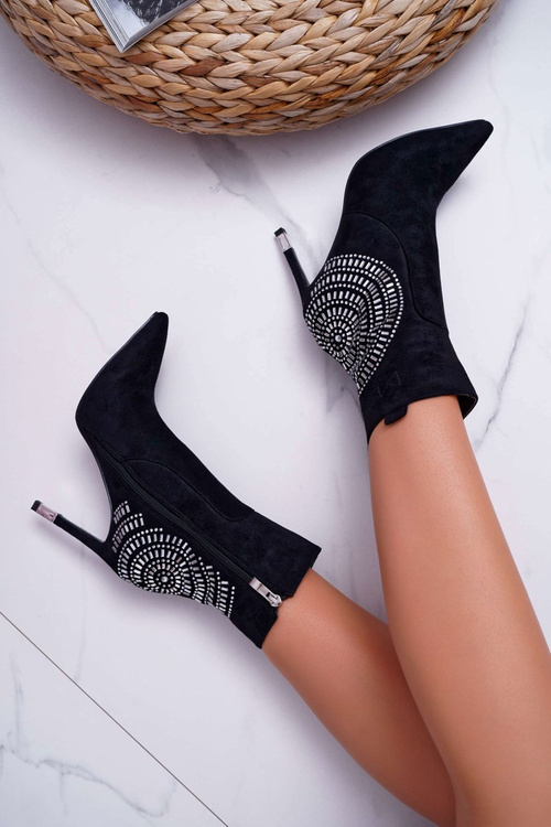 Чоботи жіночі на шпильці Чорні модні