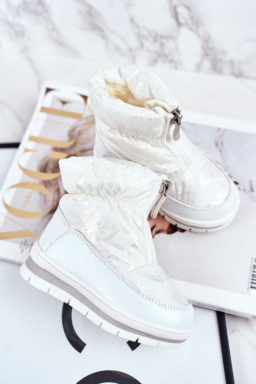 Жіночі снігові черевики теплі з натуральної вовни білі бульбашки