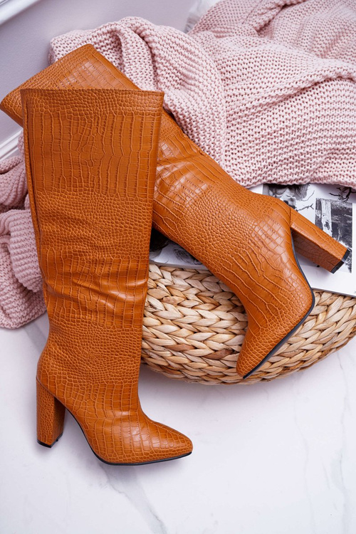Жіночі шкіряні чоботи на шпильці Camel Aduan Serpent