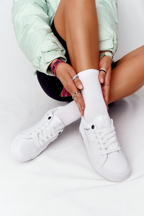 Жіночі шкіряні кросівки BIG STAR HH274075 біло-сріблясті