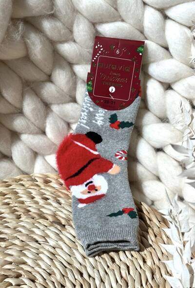 Дитячі новорічні бавовняні шкарпетки з Santa Grey