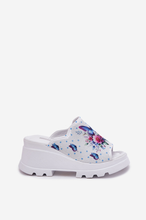 Жіночі Шкіряні Сандалі На Танкетці Artiker 56C0428 Білі