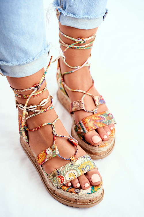 Жіночі босоніжки на корковій платформі помаранчеві My Way