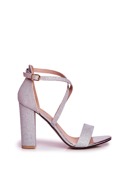 Жіночі босоніжки на шпильці Glitter Silver Vivi