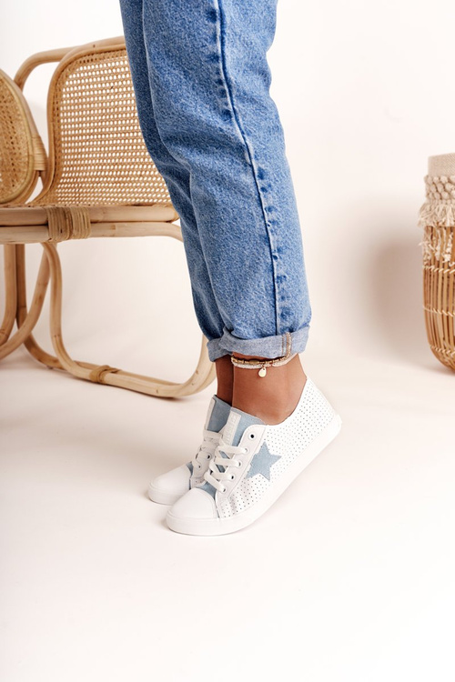 Жіночі шкіряні кросівки із зіркою BIG STAR DD274692 Біло-Сині