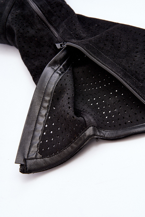 S.Barski HY66-150 Чорні вирізані черевики на плоскій каблуці