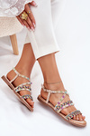 Жіночі Сандалі З Декором І Плетеними Ремінцями Бежеві Delyra