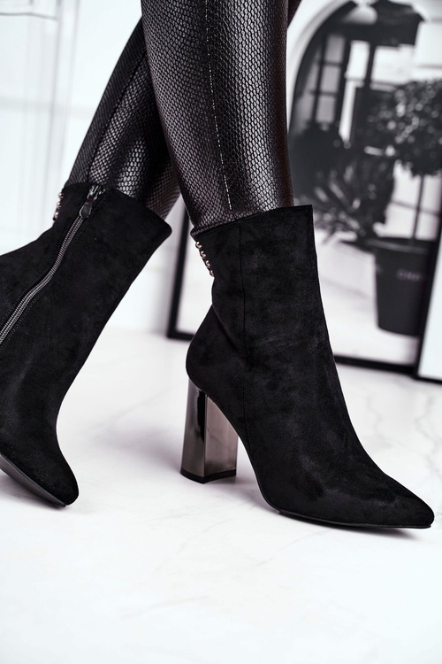 Жіночі чоботи на підборах чорні Trens