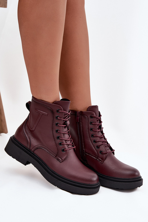Теплі жіночі ботинки з натуральної шкіри Sergio Leone BT25248-S бордові