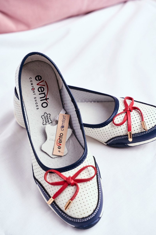 Ажурні шкіряні балерини Erdola біло-червоні