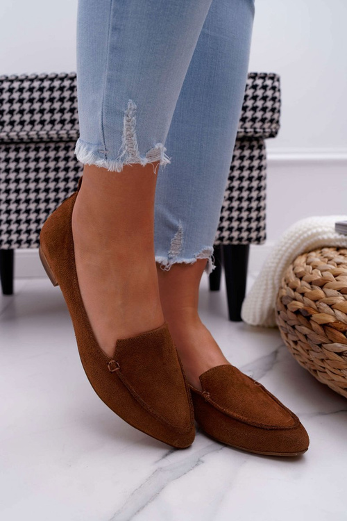 Жіночі мокасини Замшеві Шкіряні Лофери Коньяк Хомні