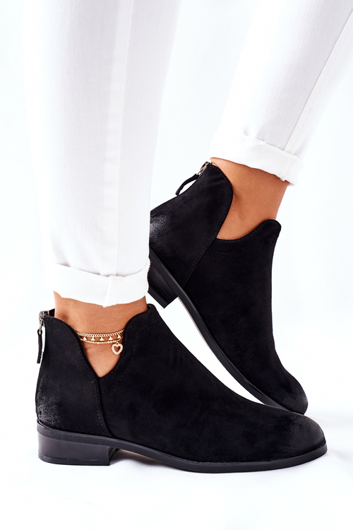 Чоботи жіночі замшеві утеплені чорні Joaliene