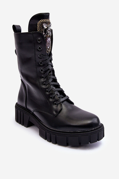 Шкіряні ботильйони Броги з ювелірним орнаментом Black Marx