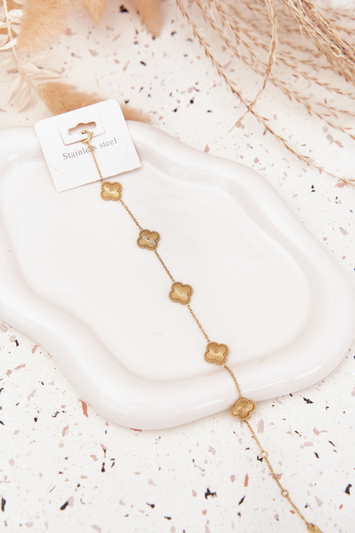 Браслет із нержавіючої сталі з золотими квітами