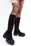 Жіночі замшеві ботильйони вище коліна Lemar Black Malayah