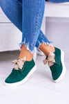 Зелені шкіряні жіночі тенісні туфлі