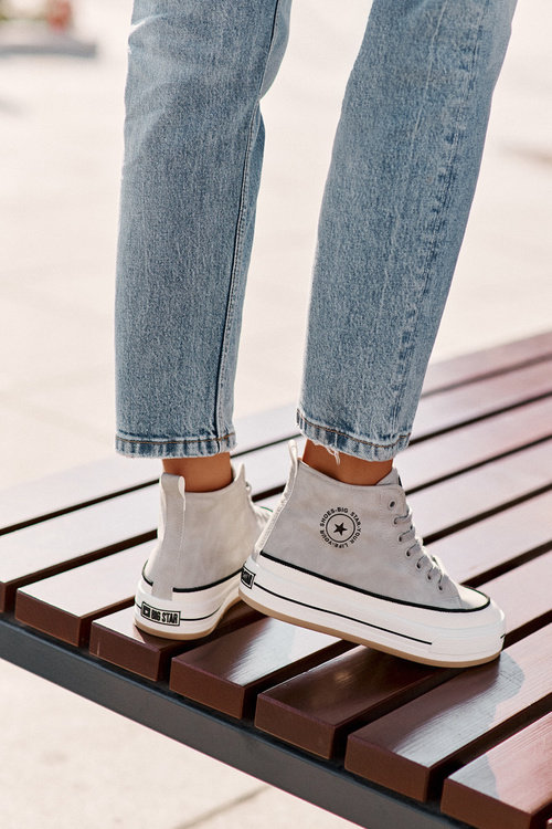 Теплі жіночі кросівки на платформі з еко шкіри Big Star OO274069 Сині