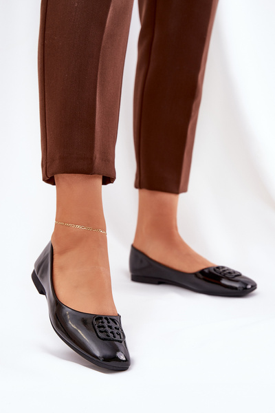 Лаковані Елегантні Балетки Для Жінок З Декоративним Елементом Чорні Vinceza 17377