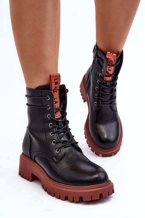Жіночі ботильйони на шнурівці La.Fi 250045OR-LA Чорні