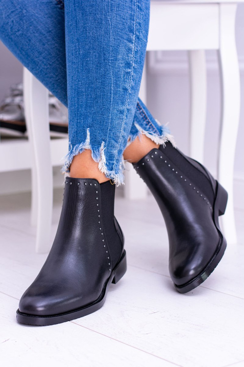 Чорні шкіряні черевики на шпильці BIG STAR BB274611