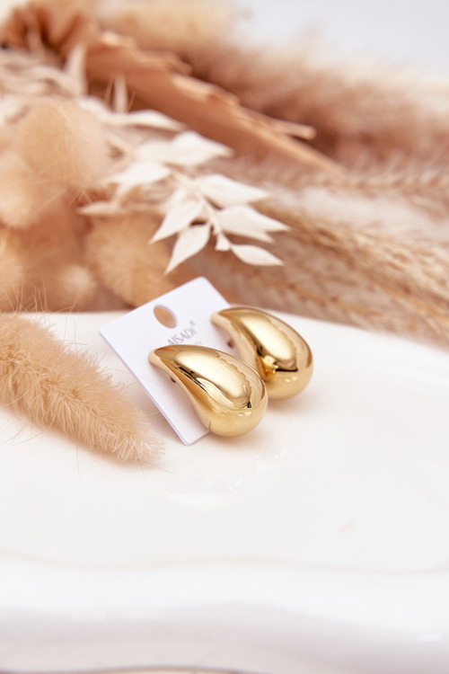 Жіночі сережки з нержавіючої сталі великі краплі золоті