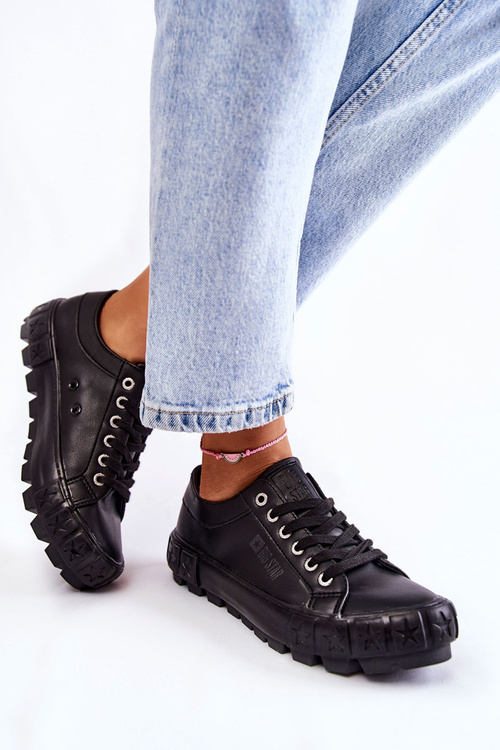 Модні шкіряні кросівки Big Star KK274143 Чорні