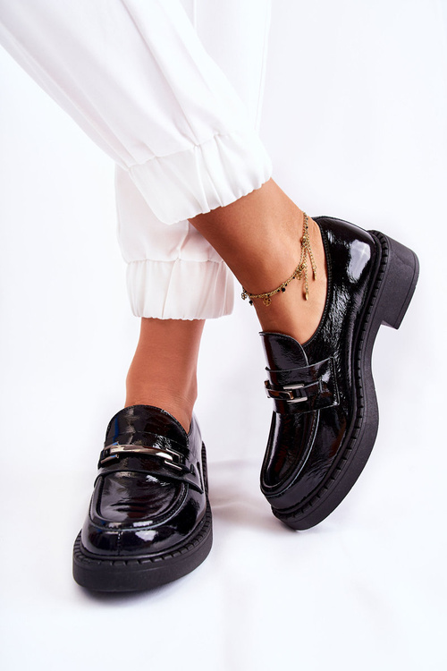 Лаковані туфлі зі срібним орнаментом Чорний Hestill