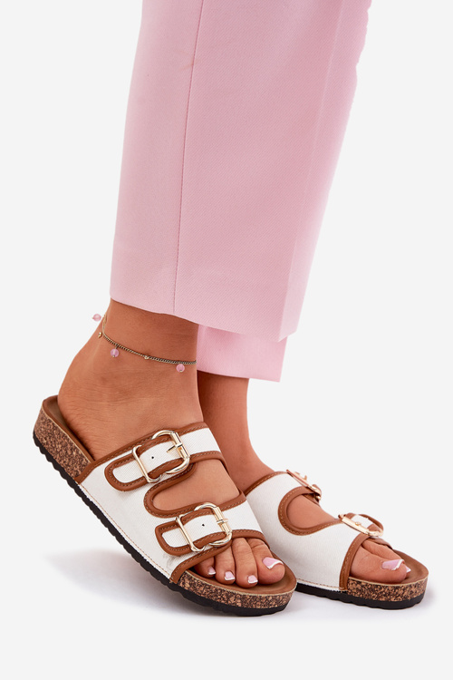 Жіночі Тканинні Сандалі На Корковій Платформі З Пряжками Білі Osoffe