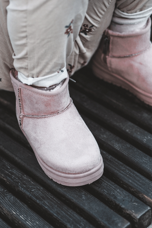 Дитячі зимові черевики утеплені хутром з вушками Рожева Betty