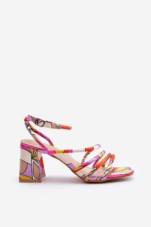 Босоніжки з малюнком і шпилькою фіолетового кольору Jenglla