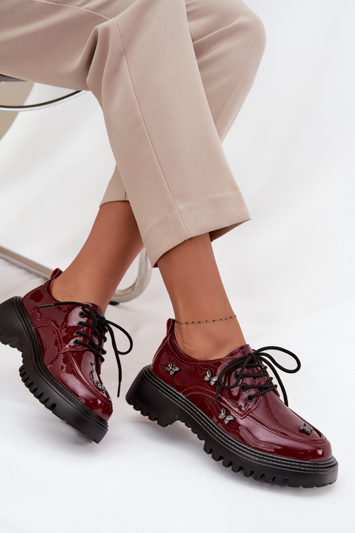 Лаковані шкіряні жіночі туфлі з пряжками Artiker 57C0336 бордові