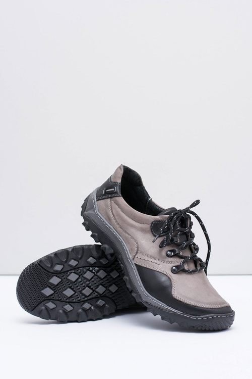 Чоловічі шкіряні сірі трекінгові напівчеревики Gretin