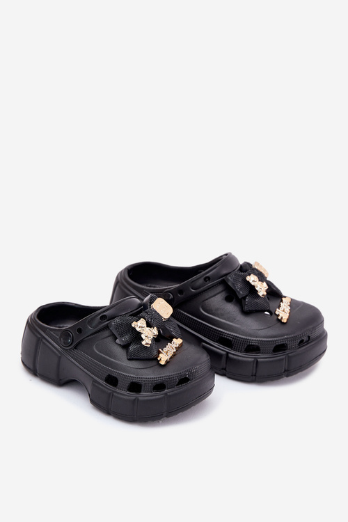 Дитячі Сандалі Для Дівчаток З Пухирцями І Декораціями Чорні Selvana