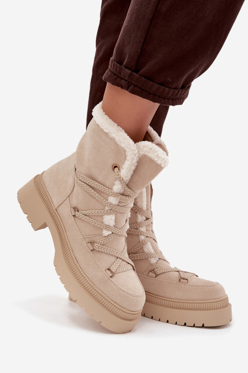 Жіночі зимові черевики з хутром Бежеві Irmara