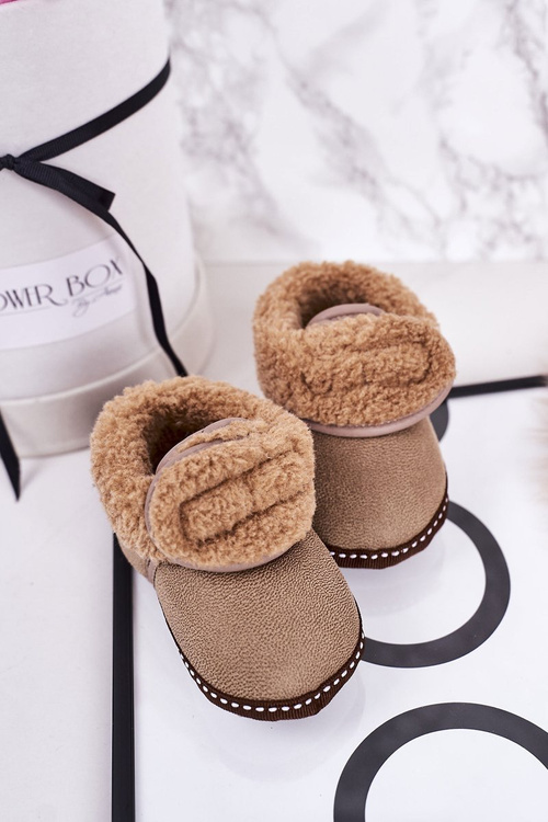 Дитячі утеплені домашні тапочки бежевого кольору