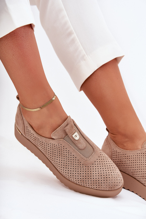 Жіноче Взуття На Платформі З Еко Замші Темно-бежеві Aviara