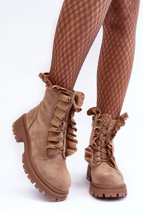 Замшеві чоботи Workery Beige Nacelle на плоскій каблуці