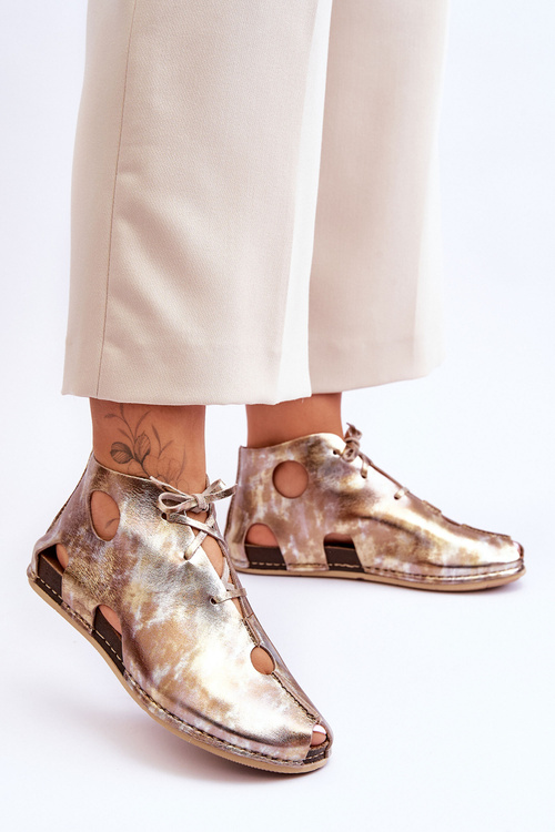 Світлі шкіряні черевики Maciejka 03426-42 Gold