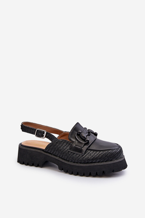 Жіночі босоніжки на плоскій підошві з декором чорні D&A MR38-656