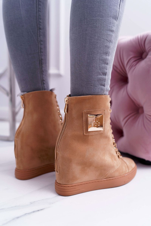 Жіночі кросівки Lu Boo із золотим ланцюжком, замша Camel Monica