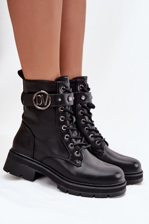 Зігріті жіночі робочі ботильйони з декоративним елементом чорні Talyssa