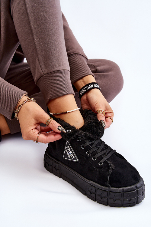 Замшеві кросівки з високим утепленням, чорні Evren