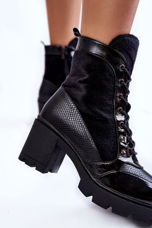 Чоботи жіночі шкіряні на підборах La.Fi 260063B-LA Чорні