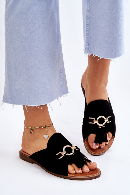 Жіночі замшеві тапочки Lewski Shoes 3226 Чорні