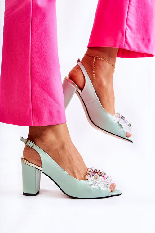 Модні шкіряні босоніжки човники з декором Green Meriss