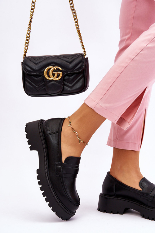 Шкіряні жіночі лофери Big Star LL274458 Чорні